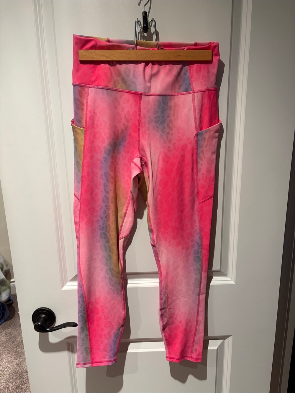 Fabletics Neon Pink Ombre Leggings with Side Pockets